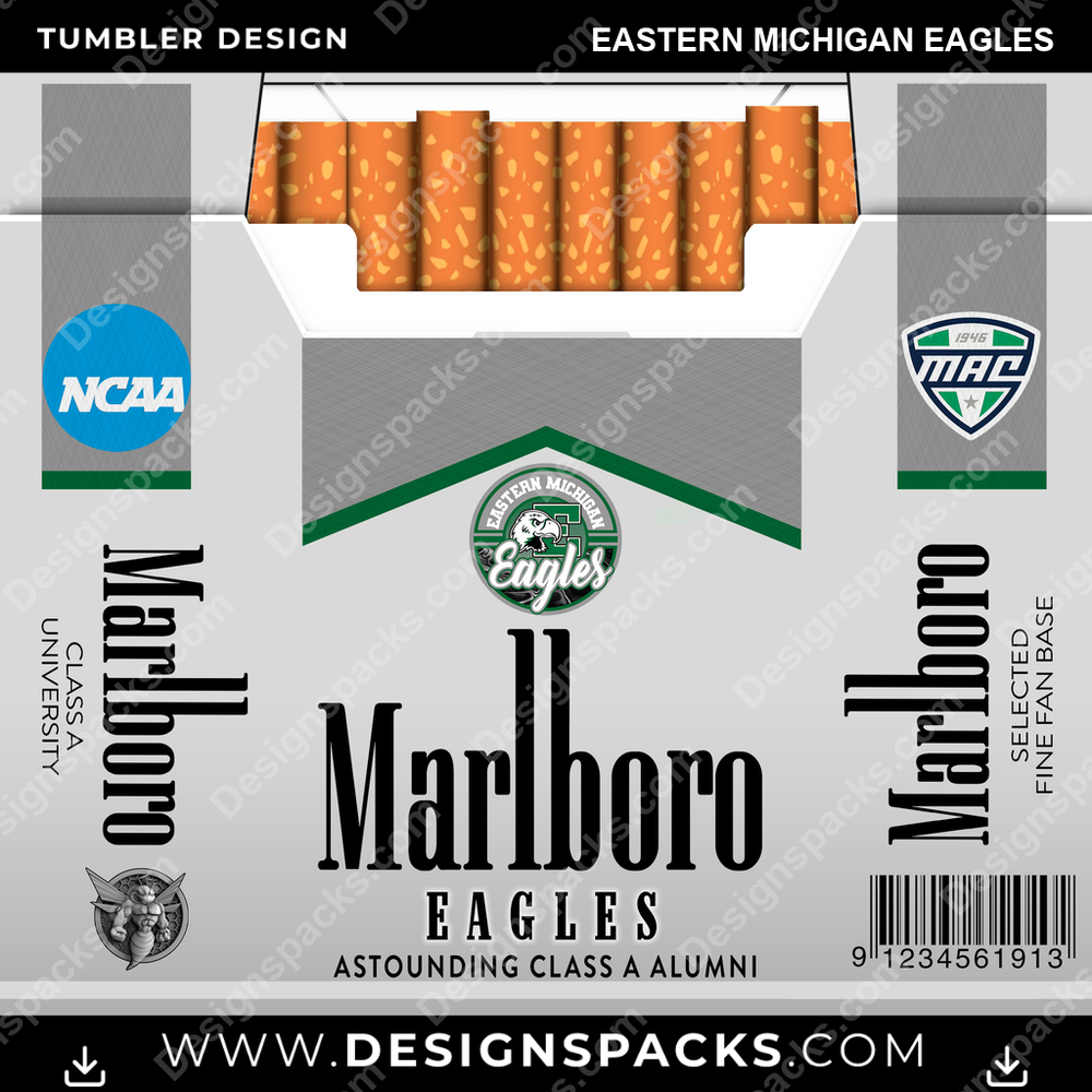 College Sport Marlboro Eastern Michigan Eagles Tumbler Digital Wrap Design