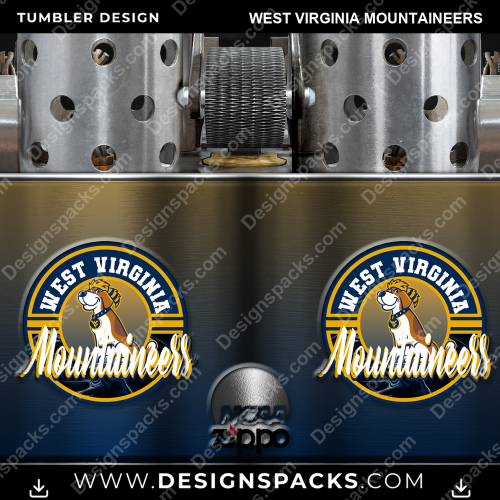 College Sport Zippo Lighter West Virginia Mountaineers Tumbler Digital Wrap Design