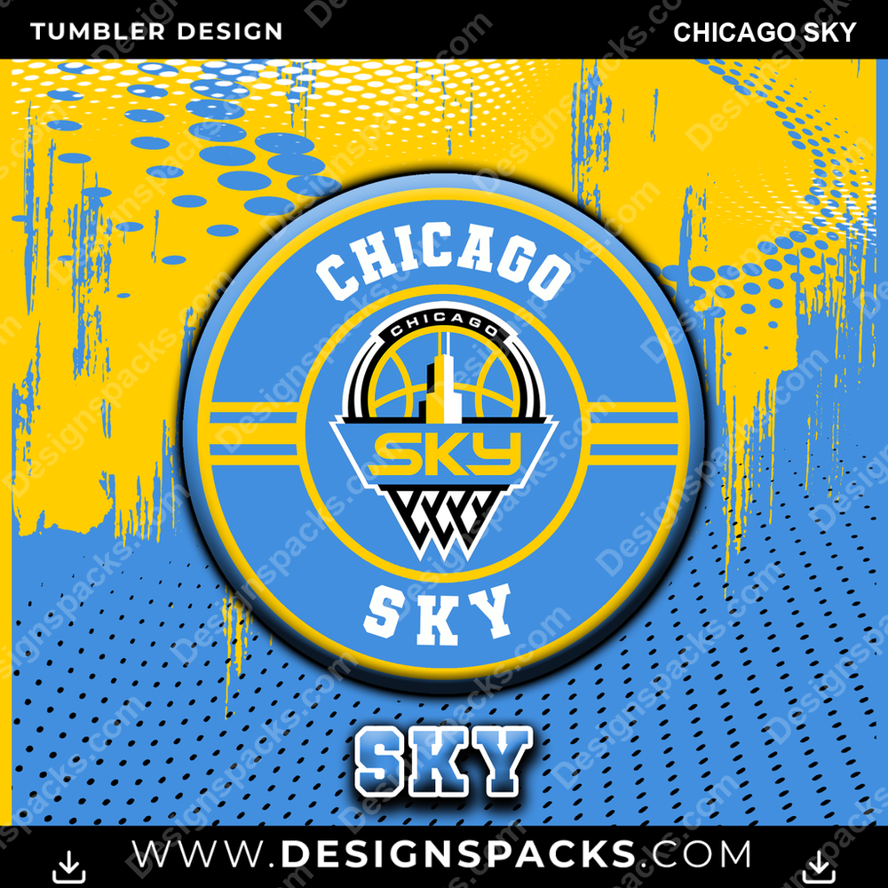 Basketball Dot Logo Chicago Sky Tumbler Digital Wrap Design