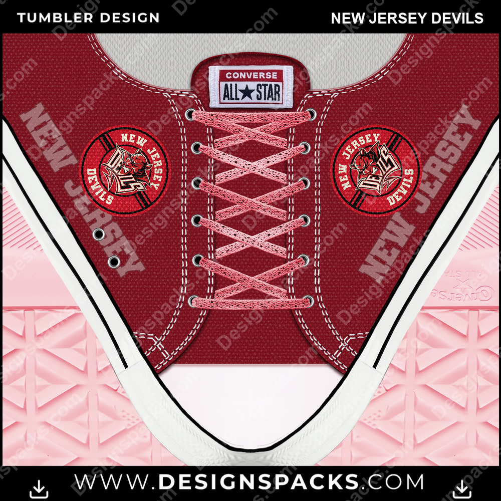 Ice Hockey Converse New Jersey Devils Tumbler Digital Wrap Design