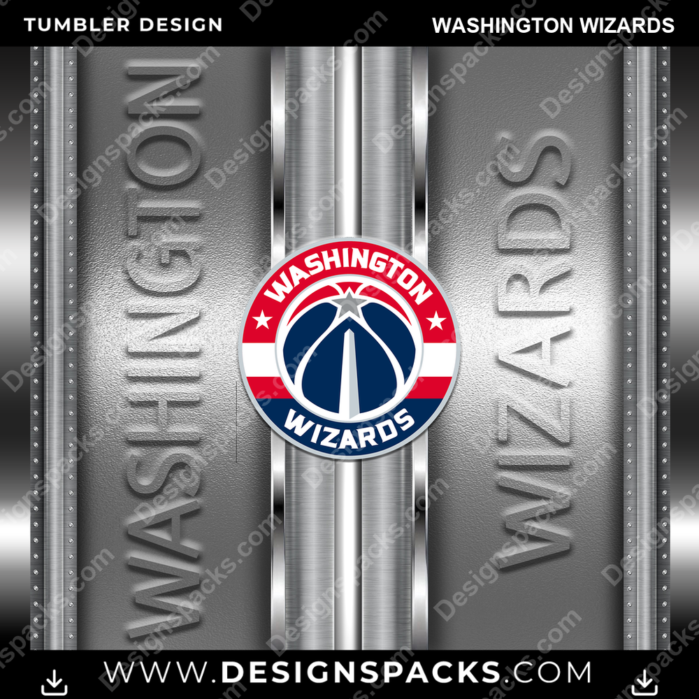 Basketball Metallic Washington Wizards Tumbler Digital Wrap Design
