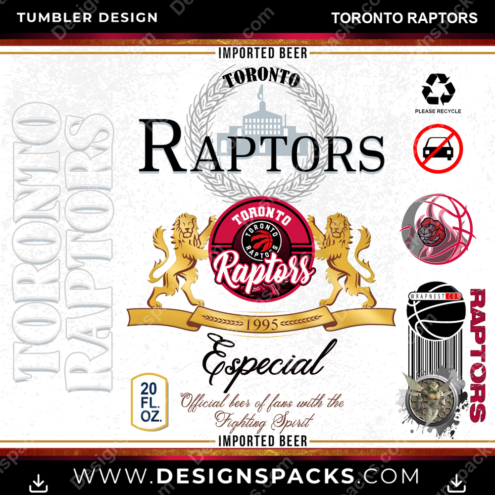 Basketball Modelo Toronto Raptors Tumbler Digital Wrap Design