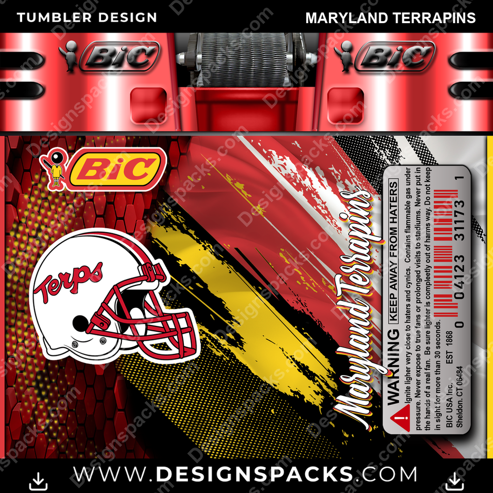 College Sport BIC Lighter Maryland Terrapins NCAA College Sport Tumbler Digital Wrap Design Download