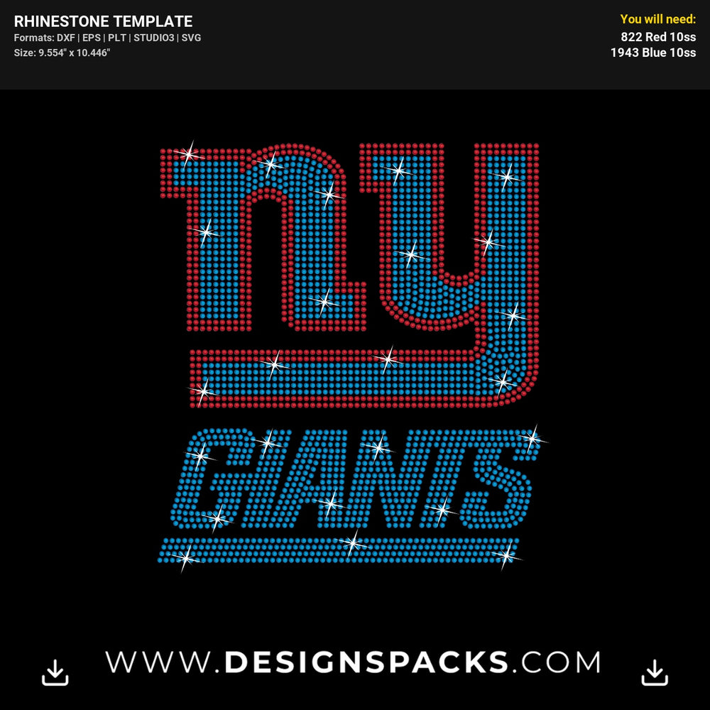 Big Ny Giants Rhinestone Digital Template