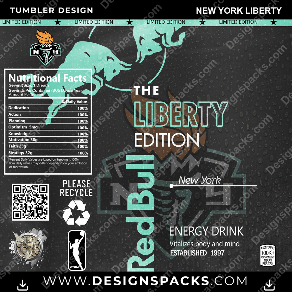 Basketball Red Bull New York Liberty NBA Basketball Tumbler Digital Wrap Design Download