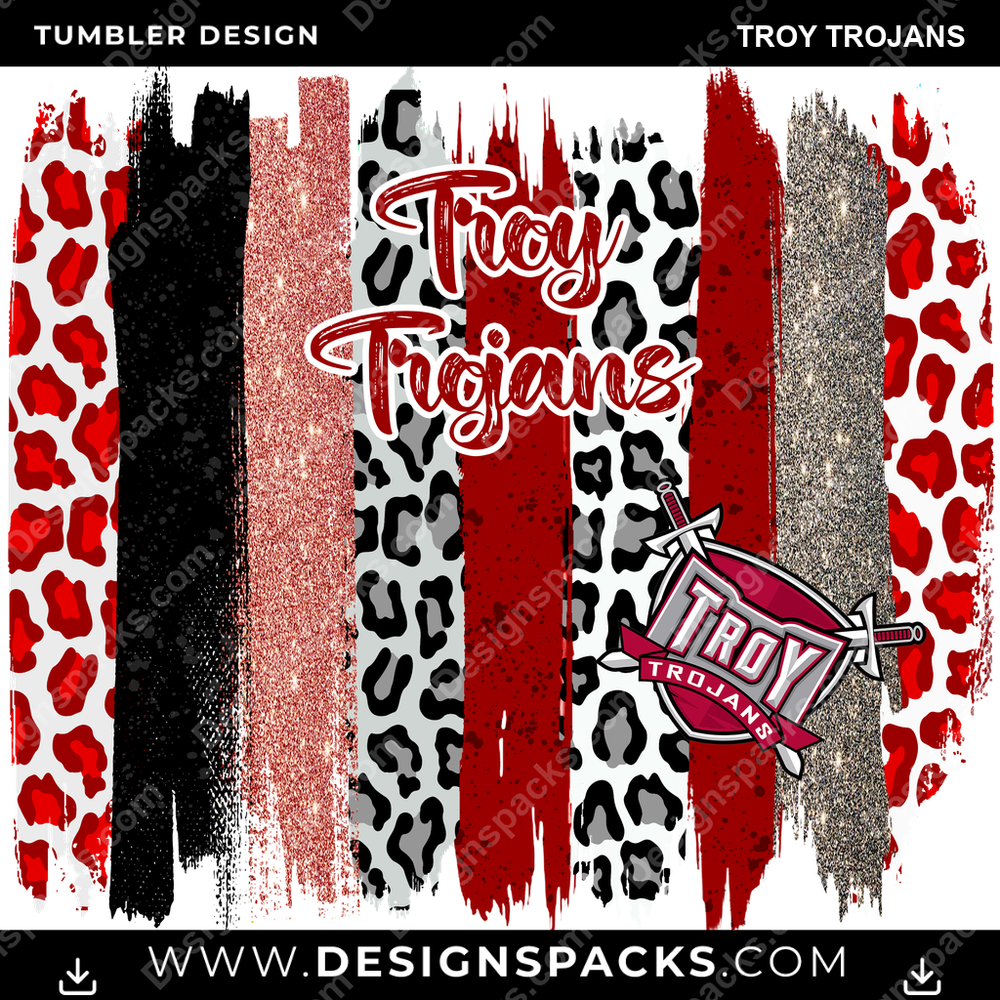 College Sport Brush Strokes Troy Trojans NCAA College Sport Tumbler Digital Wrap Design Download