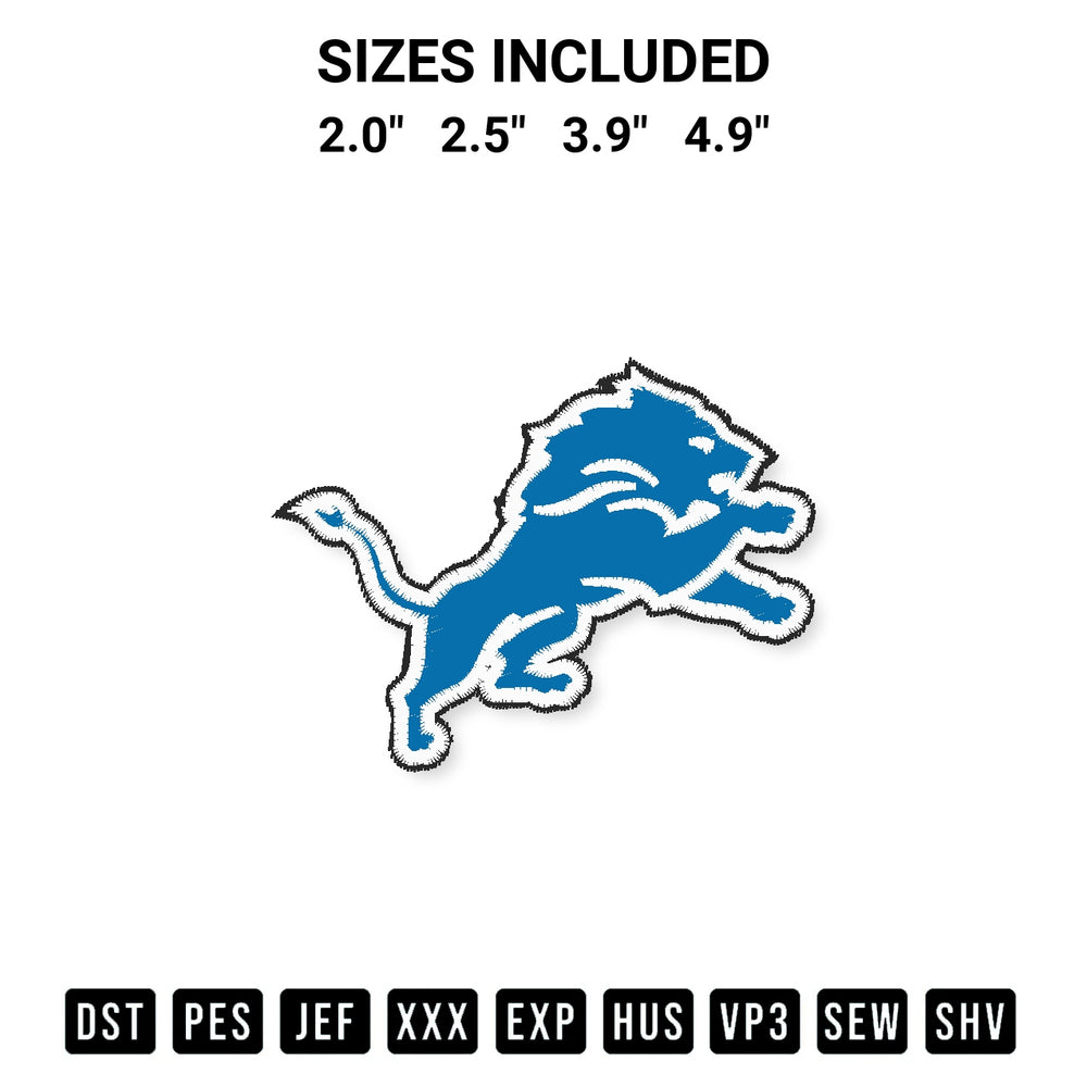 Create amazing crafts with the Detroit Lions Logo Embroidery Design embroidery file. High-quality digital download from Designspacks.com, perfect for beginners and pros. Available sizes: 2.0", 2.5", 3.9", 4.9".