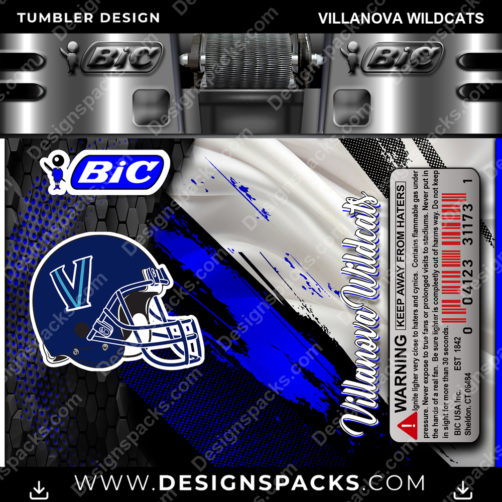 College Sport BIC Lighter Villanova Wildcats NCAA College Sport Tumbler Digital Wrap Design Download