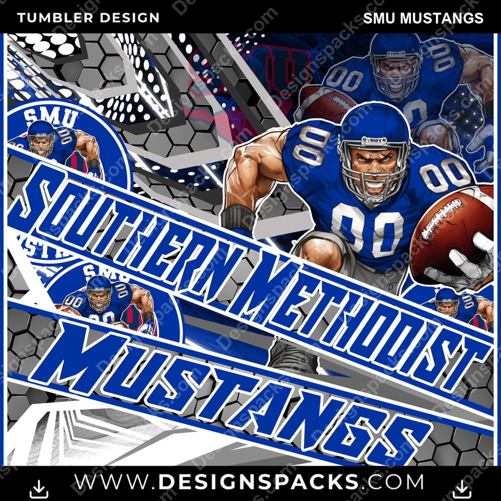 College Sport Fathead SMU Mustangs Tumbler Digital Wrap Design