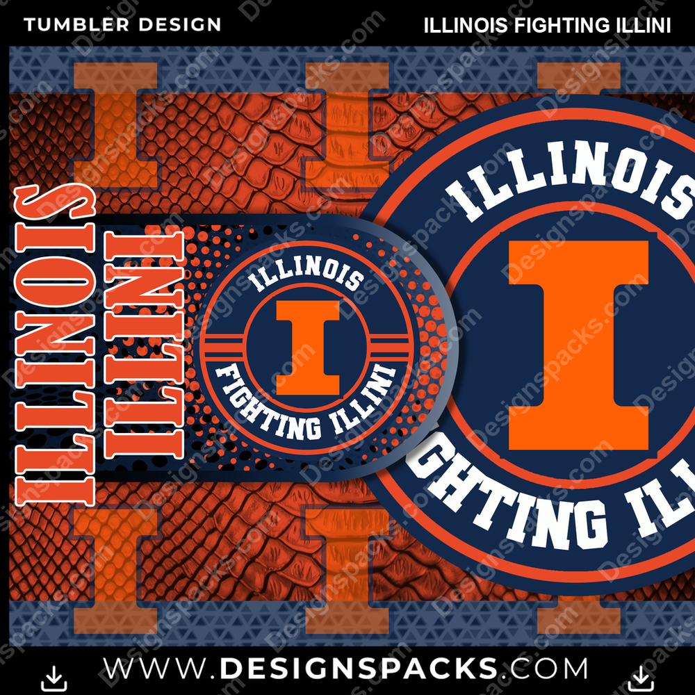 College Sport Hyper Illinois Fighting Illini Tumbler Digital Wrap Design