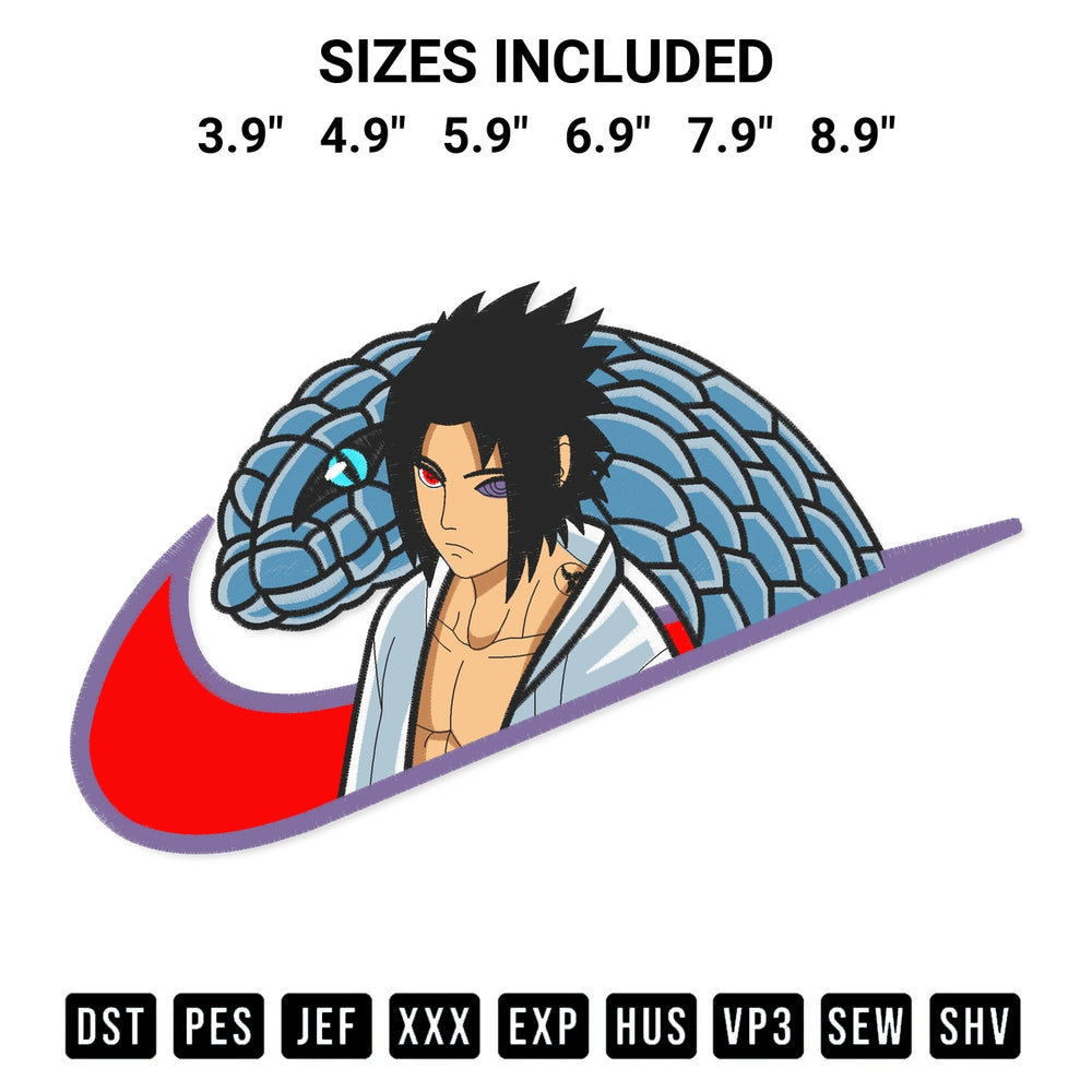 Looking for the perfect pattern? Download the Swoosh Sasuke Embroidery Design embroidery design today at Designspacks.com. Crisp, clean stitching guaranteed. Available sizes: 3.9", 4.9", 5.9", 6.9", 7.9", 8.9".