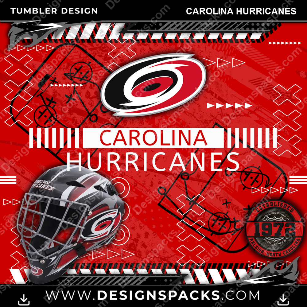 Hockey Xs & Os Carolina Hurricanes NHL Hockey Tumbler Digital Wrap Design Download