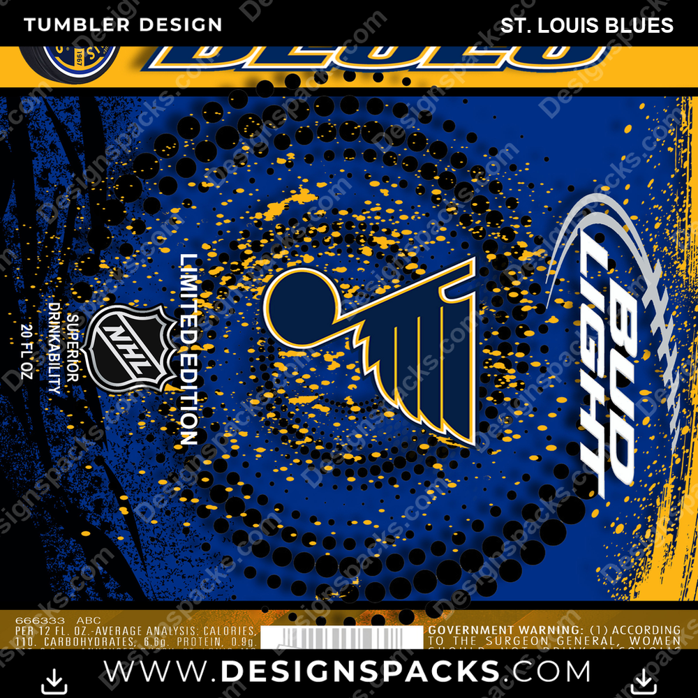 Ice Hockey Bud St. Louis Blues Tumbler Digital Wrap Design