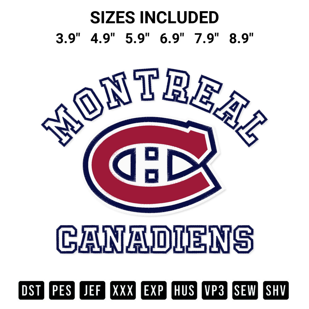 Looking for the perfect pattern? Download the Montreal Canadiens Team Embroidery Design embroidery design today at Designspacks.com. Crisp, clean stitching guaranteed. Available sizes: 3.9", 4.9", 5.9", 6.9", 7.9", 8.9".