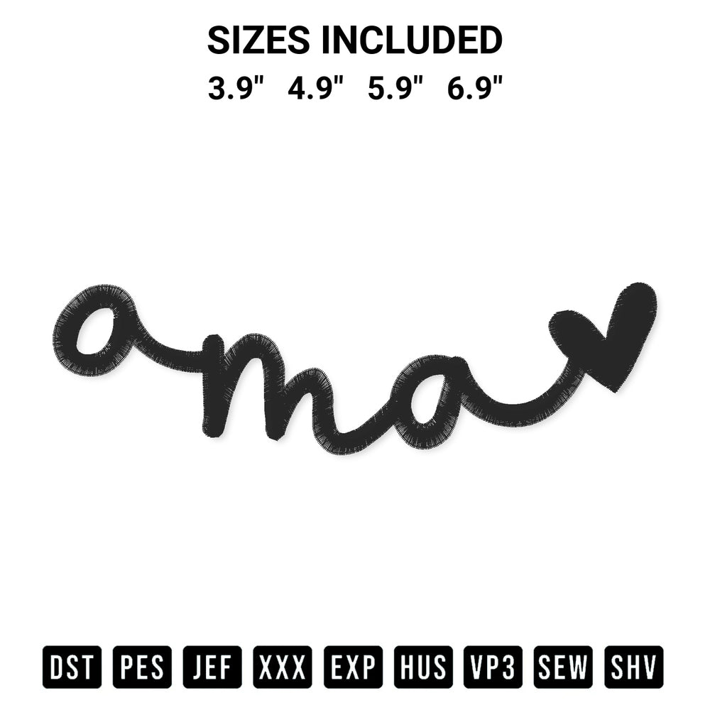 Looking for the perfect pattern? Download the Oma Heart Embroidery Design embroidery design today at Designspacks.com. Crisp, clean stitching guaranteed. Available sizes: 3.9", 4.9", 5.9", 6.9".