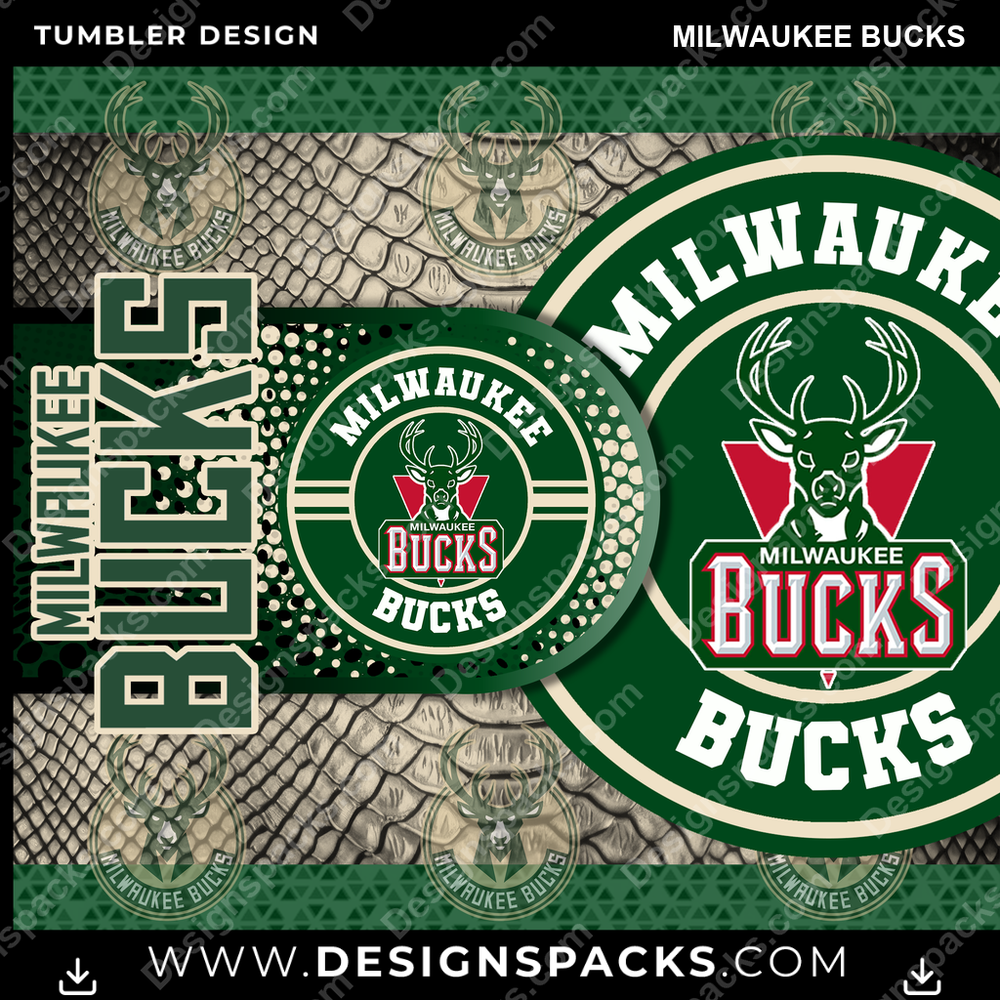 Basketball Hyper Milwaukee Bucks Tumbler Digital Wrap Design