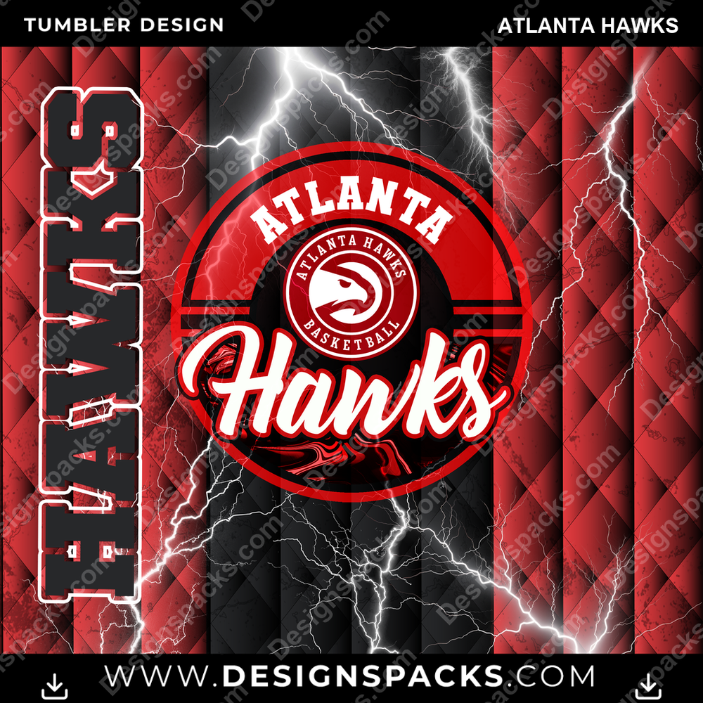 Basketball Diamond Atlanta Hawks Tumbler Digital Wrap Design
