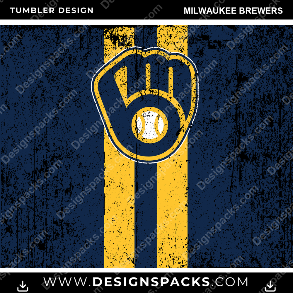 Baseball Grunge Style Milwaukee Brewers Tumbler Digital Wrap Design