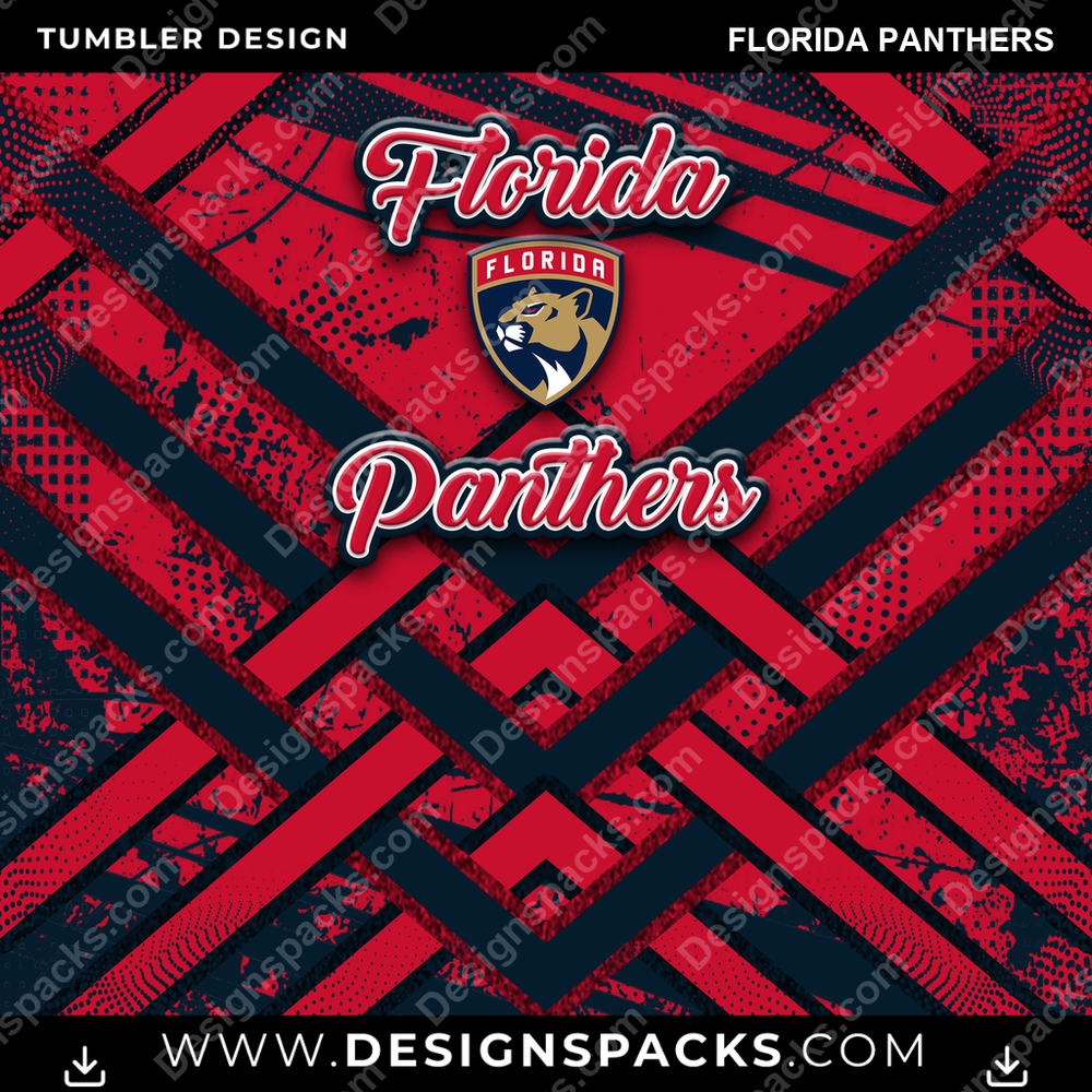 Ice Hockey Glitter Stripe Florida Panthers Tumbler Digital Wrap Design