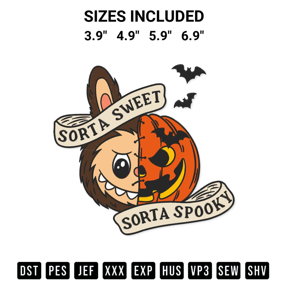 Create amazing crafts with the Sorta Sweet Spooky Labubu Embroidery Design embroidery file. High-quality digital download from Designspacks.com, perfect for beginners and pros. Available sizes: 3.9", 4.9", 5.9", 6.9".