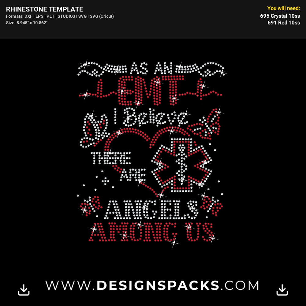 Emt Angels Rhinestone Digital Template