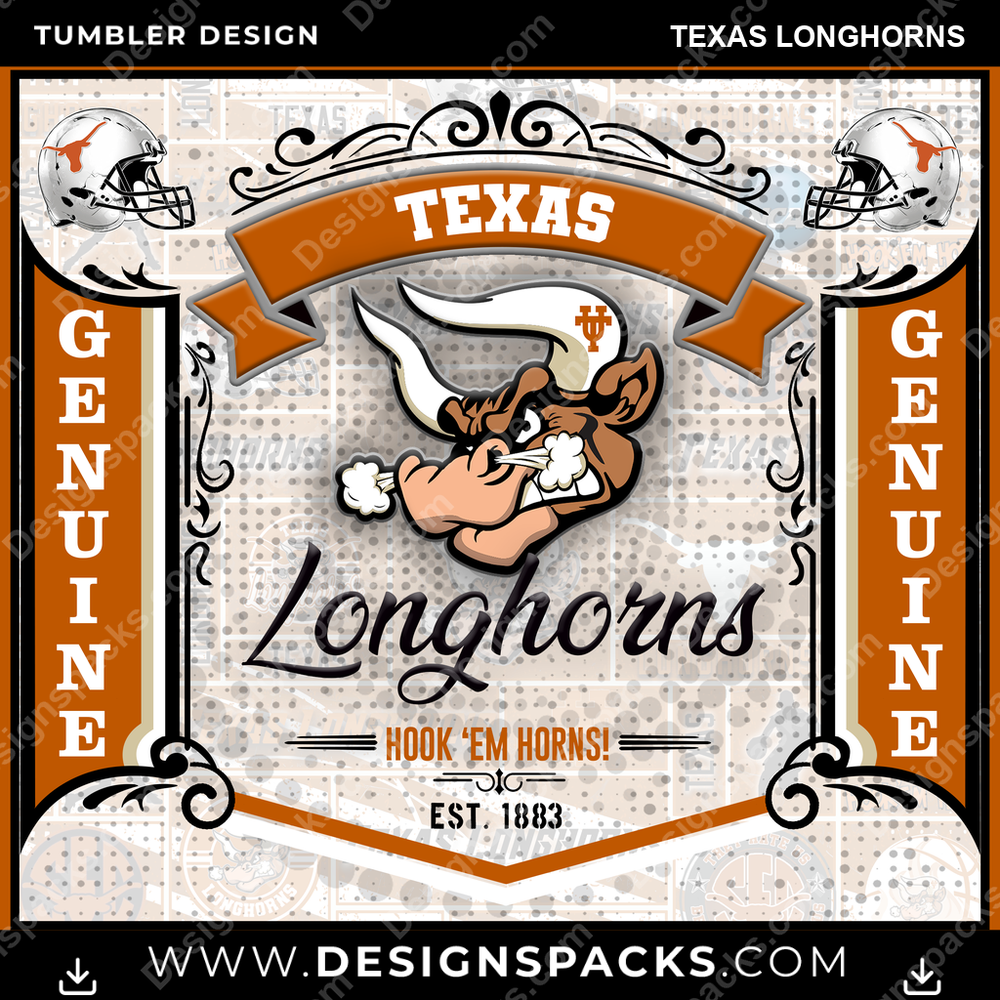 College Sport Bud Texas Longhorns Tumbler Digital Wrap Design