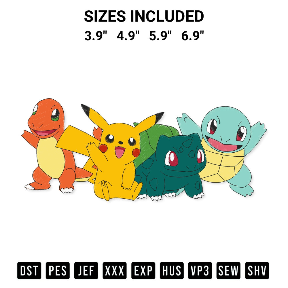 Transform your fabrics with the Pokemon Friend Embroidery Design embroidery design. Instant access to premium digitized patterns at Designspacks.com. Available sizes: 3.9", 4.9", 5.9", 6.9".