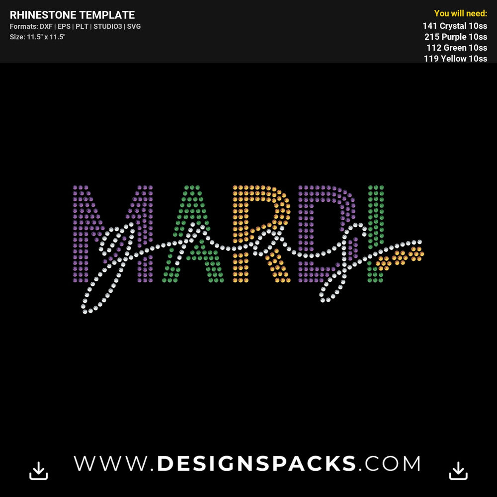 Mardi Gras Beads Rhinestone Digital Template