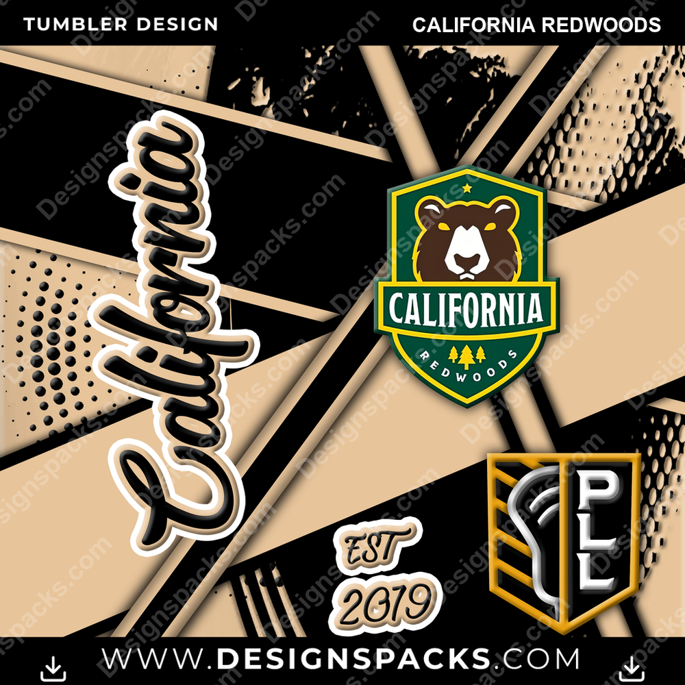 Lacrosse Team Sport California Redwoods PLL Lacrosse Tumbler Digital Wrap Design Download