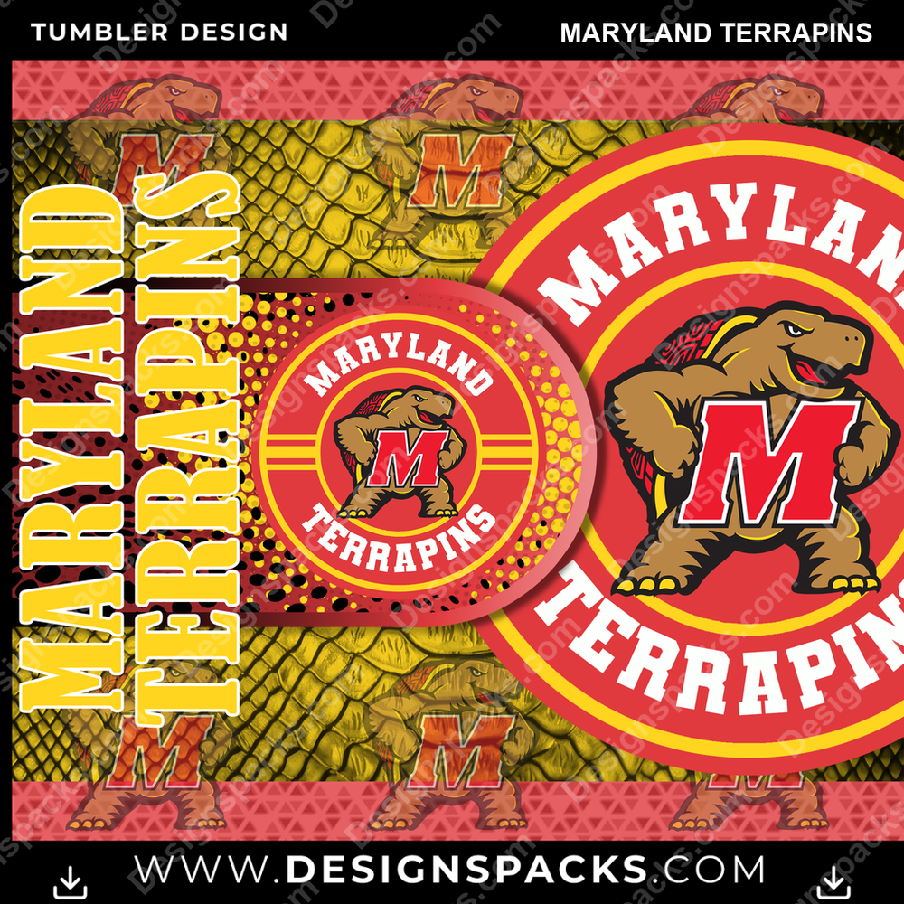 College Sport Hyper Maryland Terrapins Tumbler Digital Wrap Design