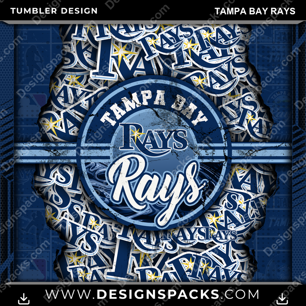 Baseball Ripped Tampa Bay Rays Tumbler Digital Wrap Design