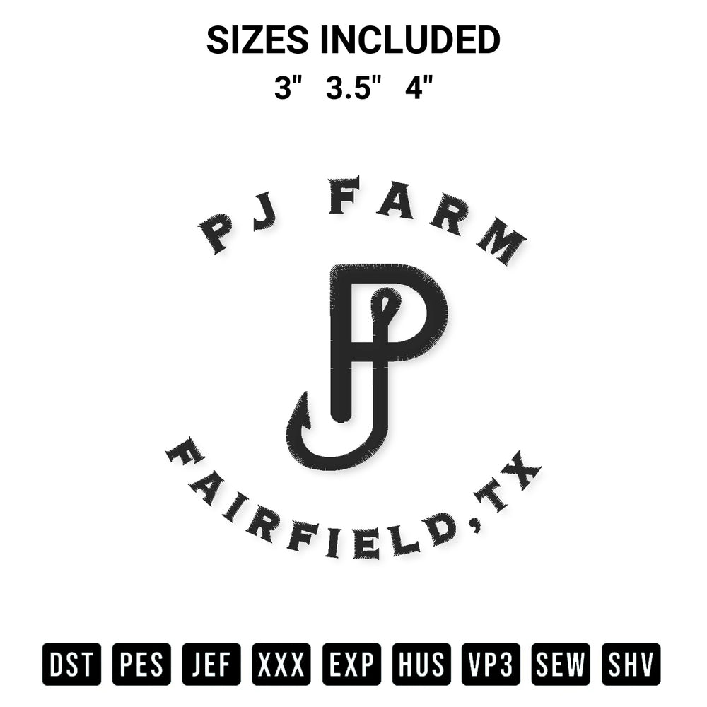Create amazing crafts with the Pj Farm Embroidery Design embroidery file. High-quality digital download from Designspacks.com, perfect for beginners and pros. Available sizes: 3", 3.5", 4".