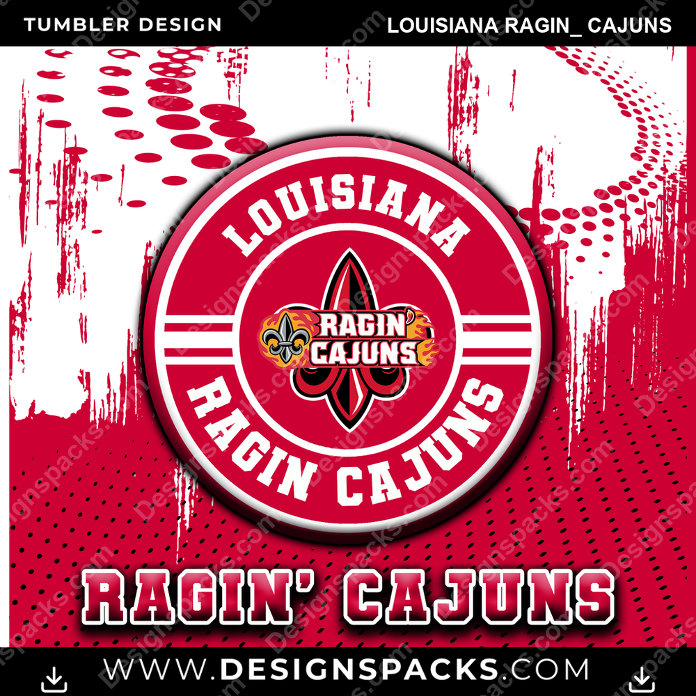 College Sport Dot Logo Louisiana Ragin_ Cajuns Tumbler Digital Wrap Design