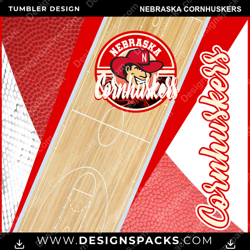College Sport BB Court Nebraska Cornhuskers NCAA College Sport Tumbler Digital Wrap Design Download