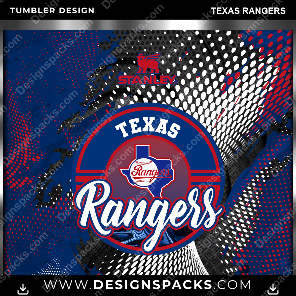 Baseball Stanley Texas Rangers Tumbler Digital Wrap Design