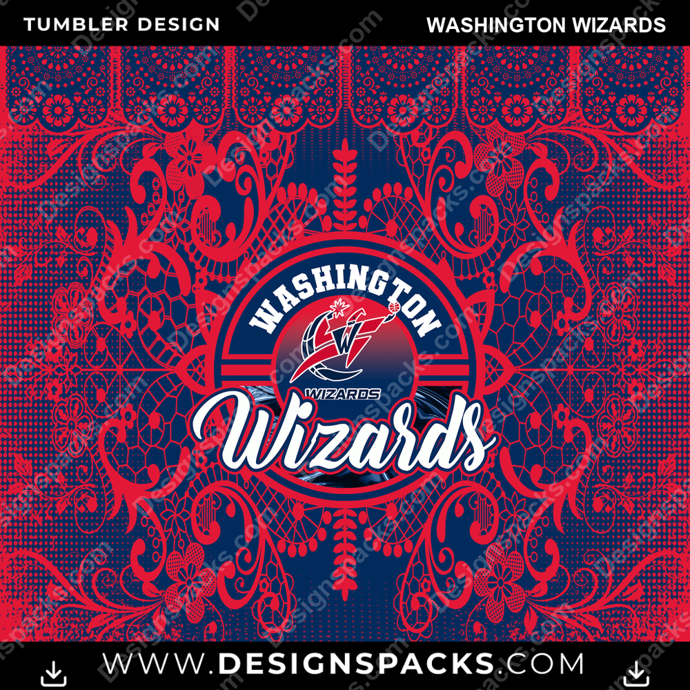 Basketball Lace & Logo Washington Wizards Tumbler Digital Wrap Design
