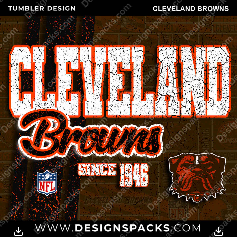 Football Grunge Cleveland Browns Tumbler Digital Wrap Design
