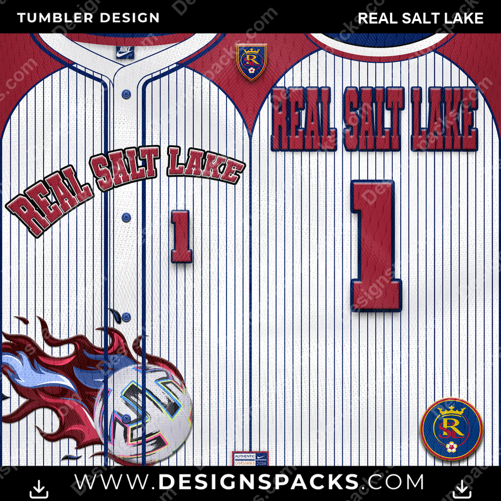 US Soccer Team Button-Up Jersey Real Salt Lake Tumbler Digital Wrap Design Download