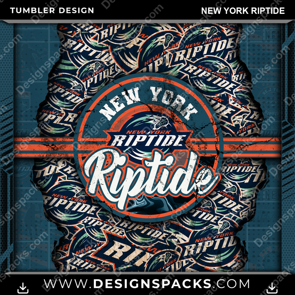 Lacrosse Ripped New York Riptide Tumbler Digital Wrap Design