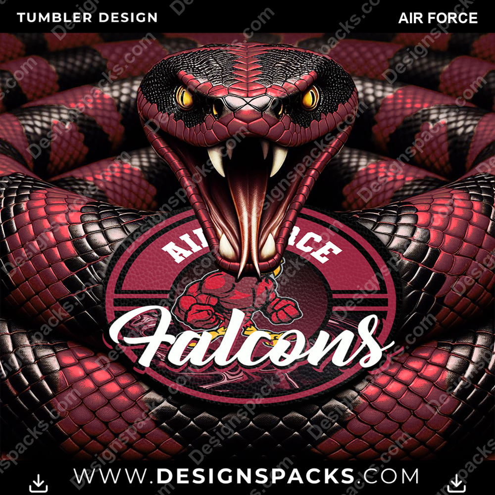 College Sport Rattle Snake Air Force Tumbler Digital Wrap Design