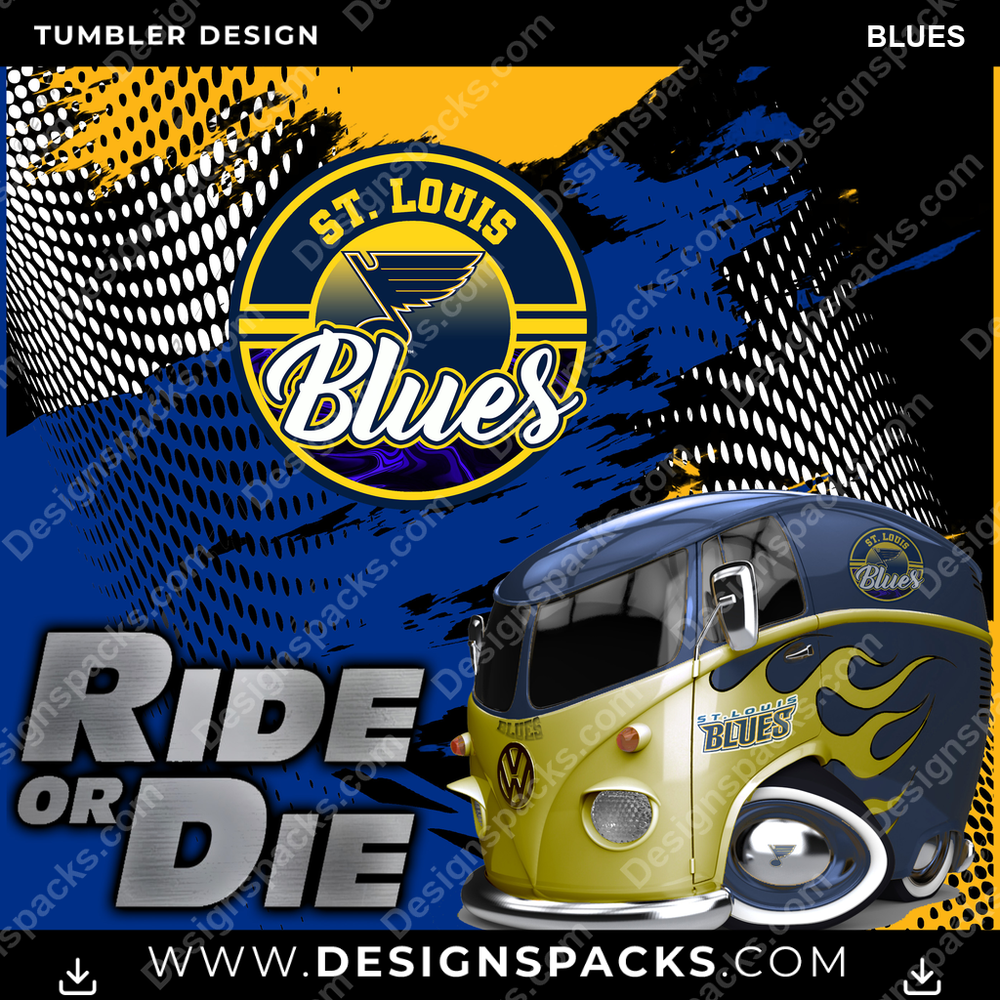 Ice Hockey RIDE or DIE BLUES Tumbler Digital Wrap Design