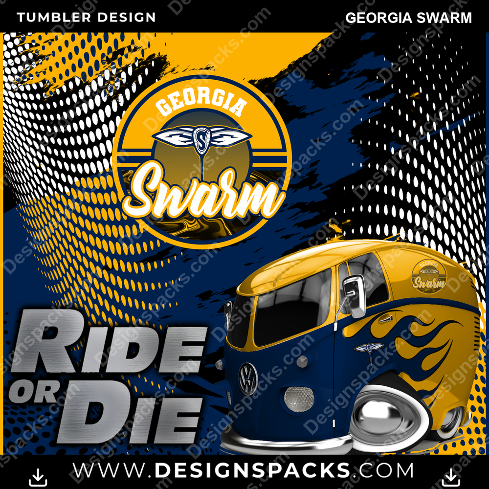 Lacrosse Ride or Die Georgia Swarm PLL Lacrosse Tumbler Digital Wrap Design Download