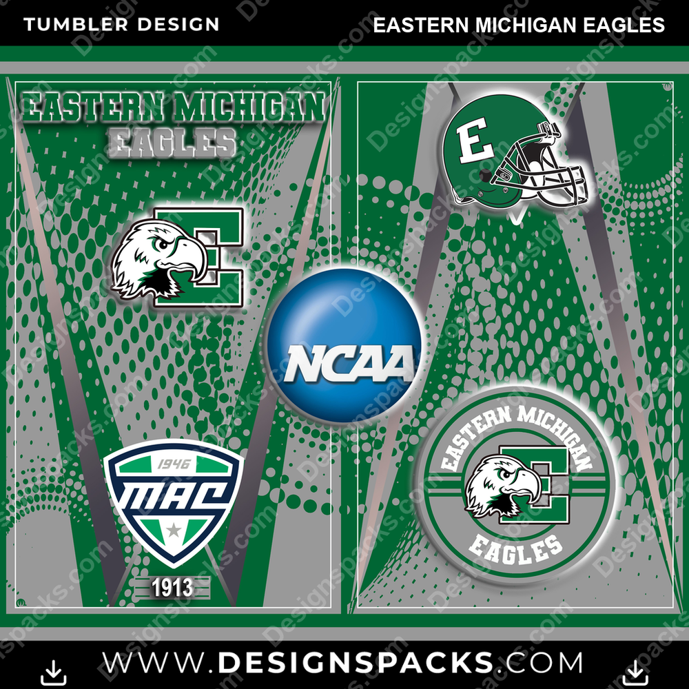 College Sport Team Logo Eastern Michigan Eagles Tumbler Digital Wrap Design