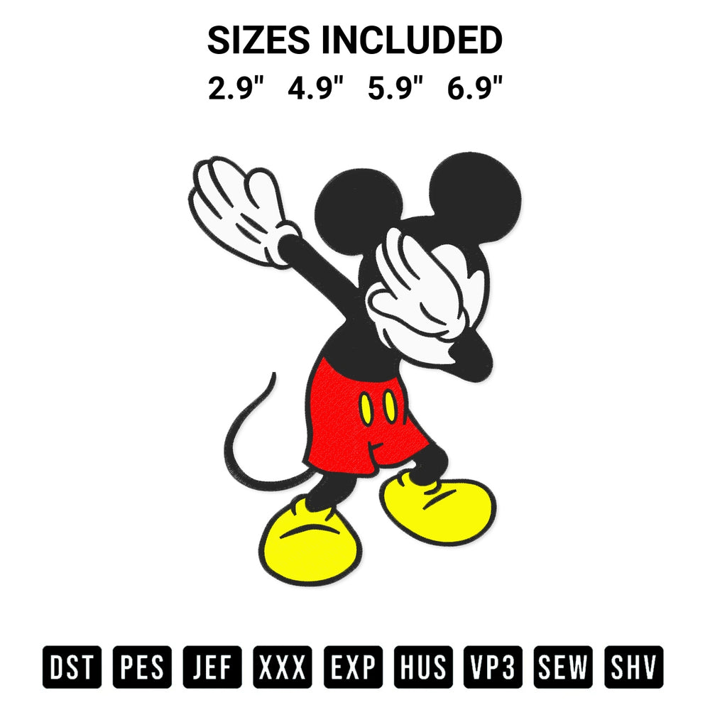 Stitch like a pro with the Dabbing Mickey Embroidery Design embroidery pattern from Designspacks.com. High-quality digital machine embroidery file. Available sizes: 2.9", 4.9", 5.9", 6.9".