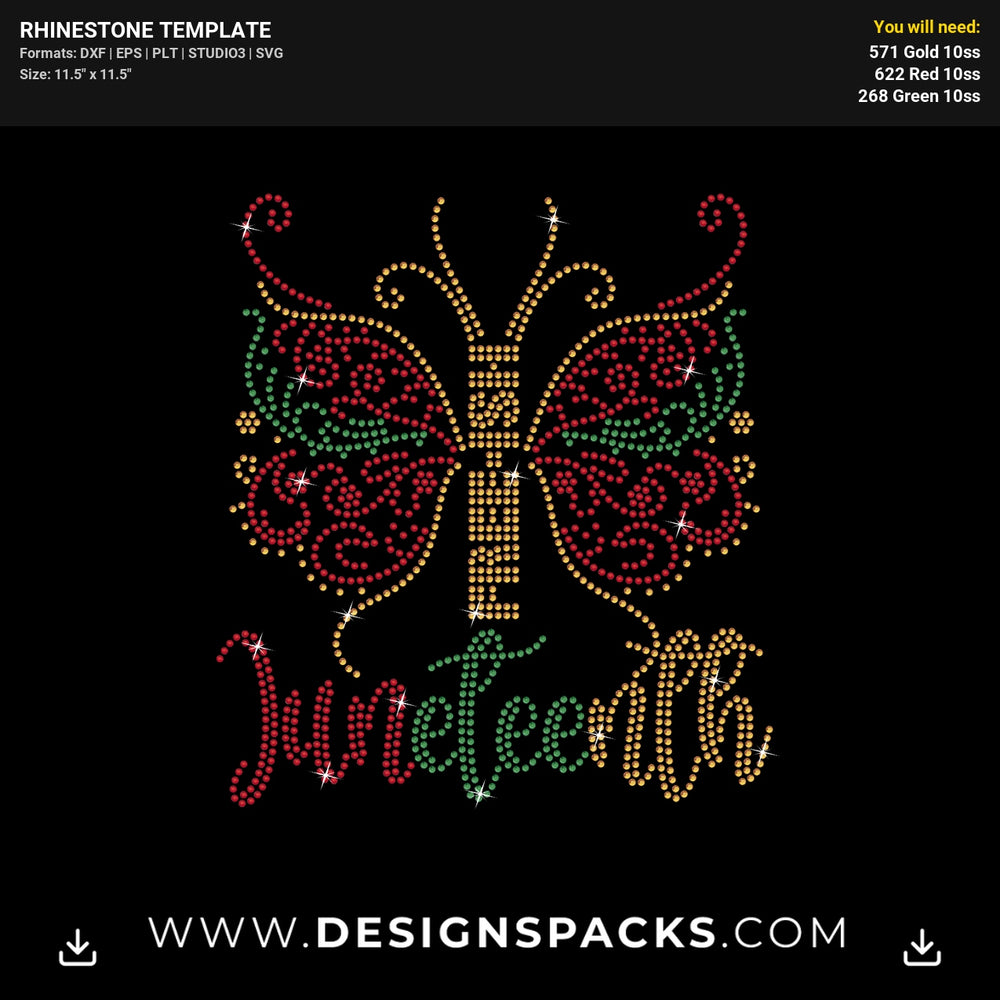 Juneteenth Free Ish Butterfly Rhinestone Digital Template