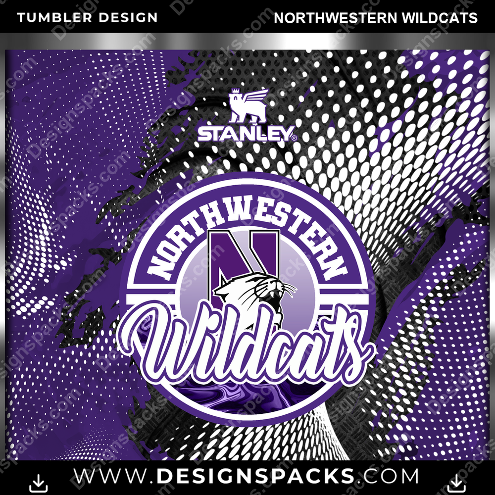 College Sport Stanley Northwestern Wildcats NCAA College Sport Tumbler Digital Wrap Design Download