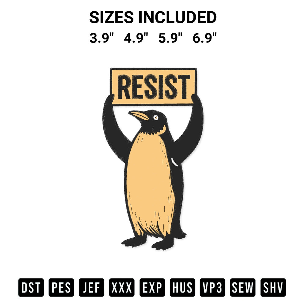 Download the Penguins Protest Against Tariffs Embroidery Design machine embroidery design exclusively at Designspacks.com. Premium digitized pattern for apparel and DIY crafts. Available sizes: 3.9", 4.9", 5.9", 6.9".