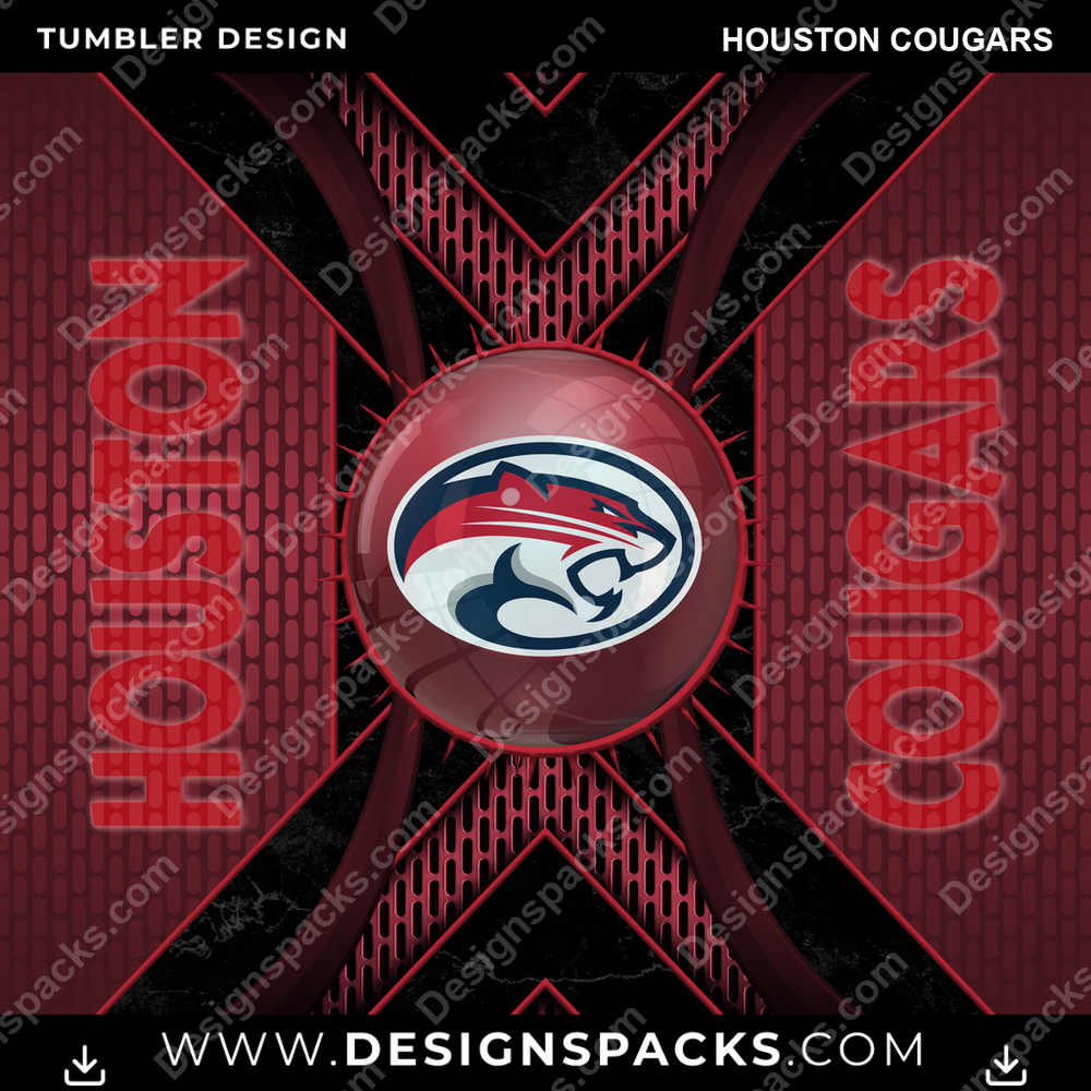 College Sport Metal Grating Houston Cougars NCAA College Sport Tumbler Digital Wrap Design Download