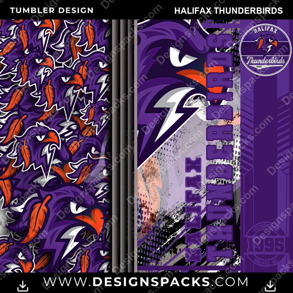 Lacrosse Sports Halifax Thunderbirds Tumbler Digital Wrap Design