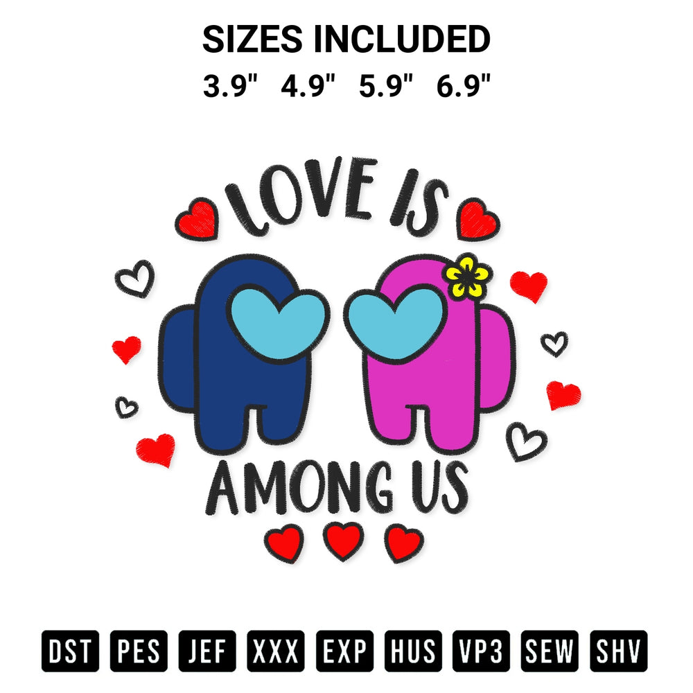 Looking for the perfect pattern? Download the Love Is Among Us Couple Embroidery Design embroidery design today at Designspacks.com. Crisp, clean stitching guaranteed. Available sizes: 3.9", 4.9", 5.9", 6.9".